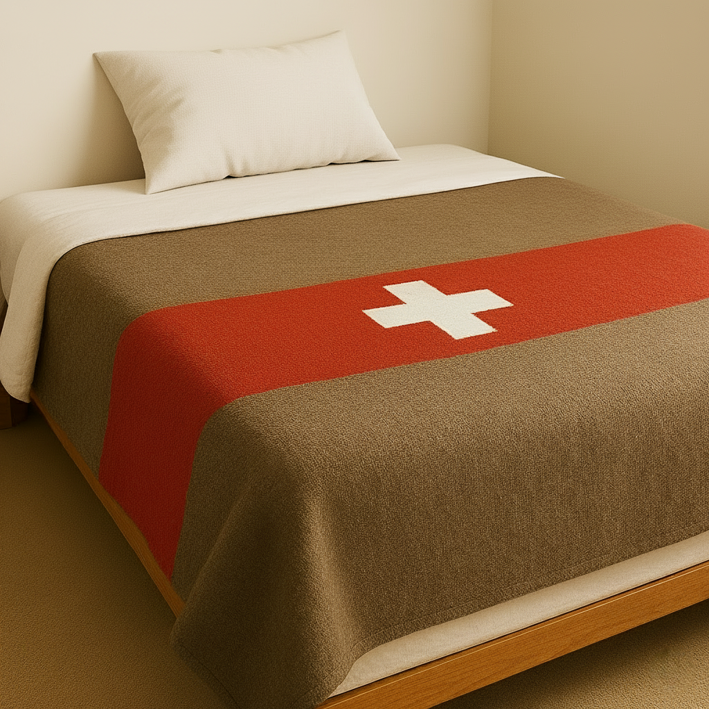 Swiss Army Wool Blanket Chestnut Brown | 100% Wool Vintage Camping Throw National Woollen & Finishers